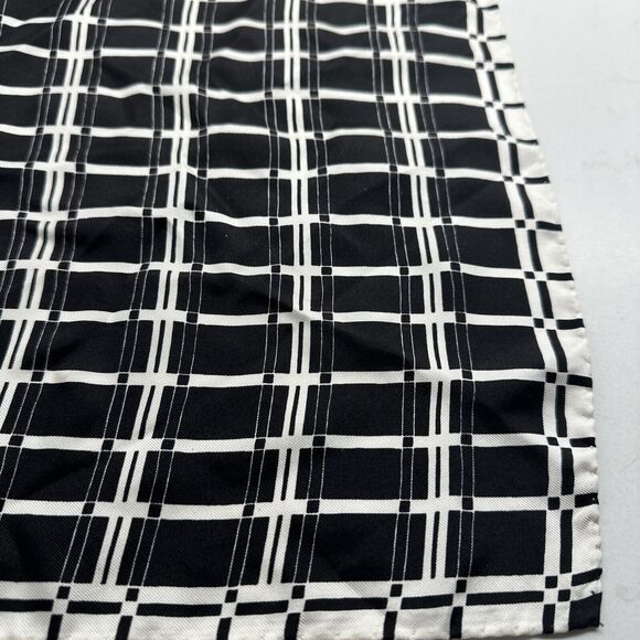 J Crew 100% Silk Scarf Black White Square 21x21 Neck Purse Tie - Picture 2 of 12